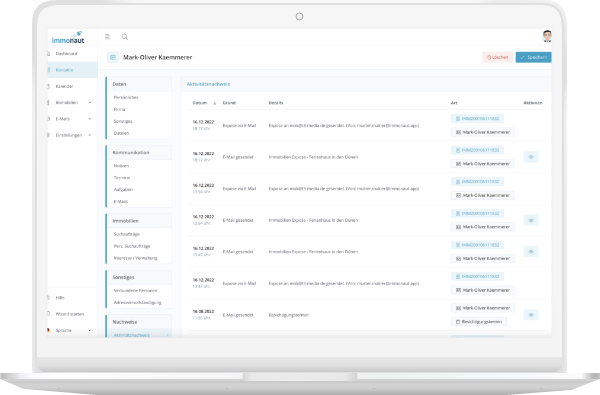 immonaut makler software immobilienmakler software akitvitaetsnachweis protokoll
