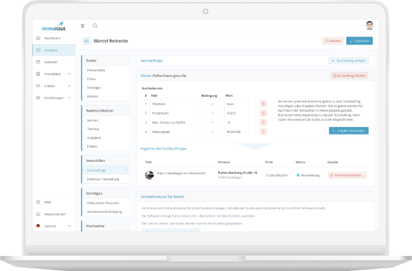 immonaut makler software immobilienmakler software matching immobiliensuche